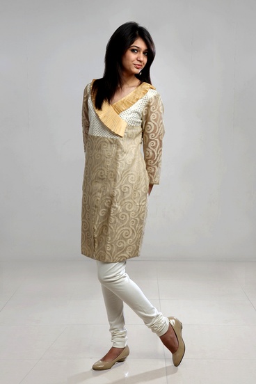 Beige Angrakha Kurta